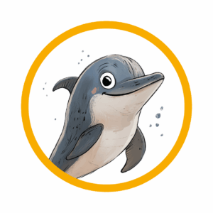 Delfin als Comic Figur - das freie innere Kind in der Glückskindstrategie